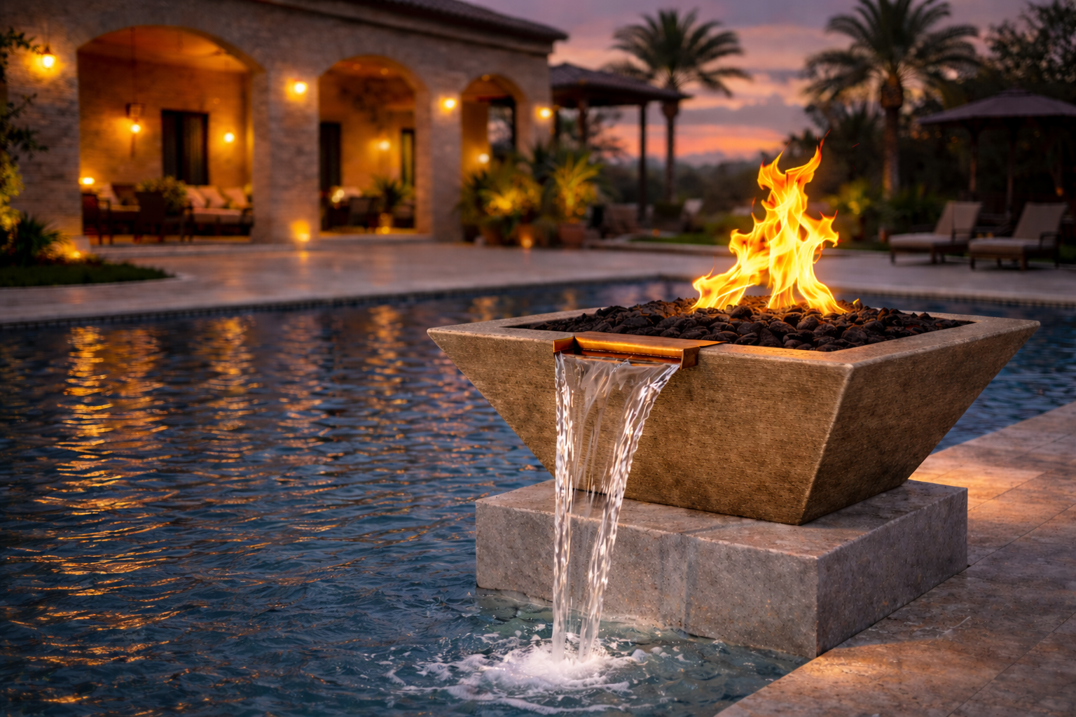 The Outdoor Plus - Maya GFRC Fire & Water Bowl - Oak