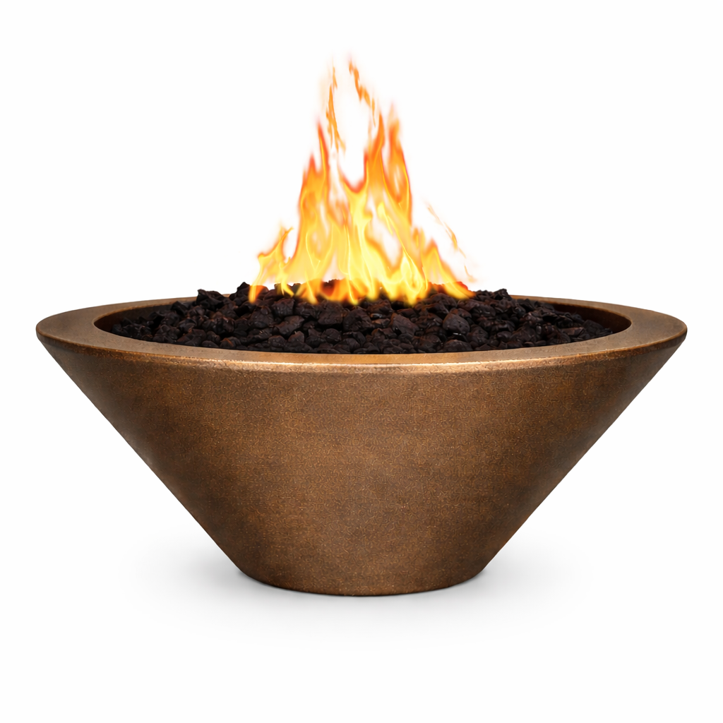 The Outdoor Plus Round Cazo GFRC Concrete Fire Bowl - Metallic Bronze