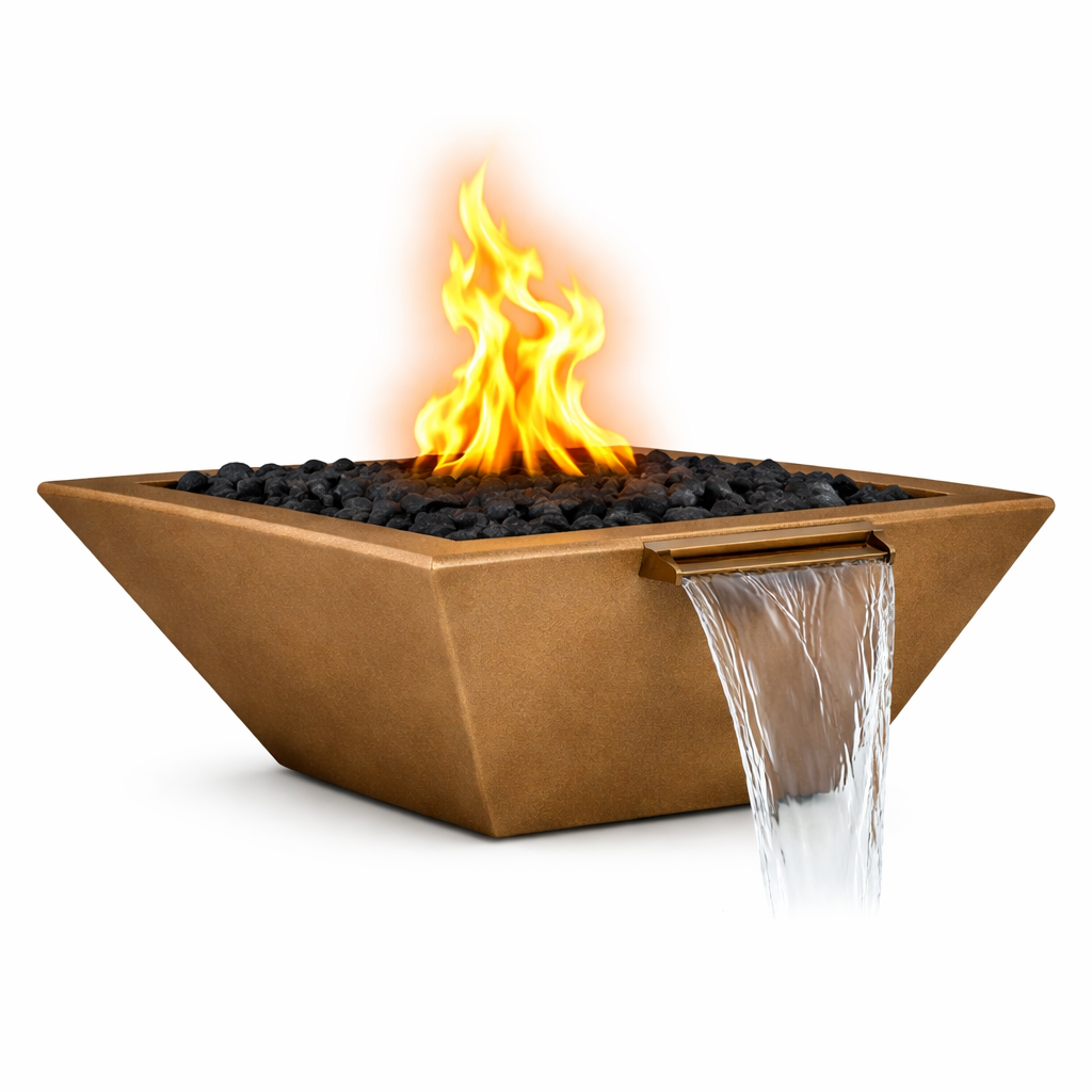The Outdoor Plus - Maya GFRC Fire & Water Bowl - Metallic Bronze