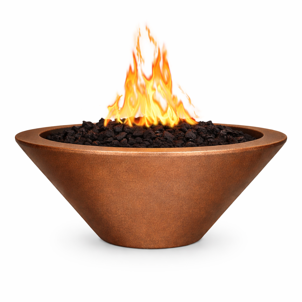 The Outdoor Plus Round Cazo GFRC Concrete Fire Bowl - Metallic Copper