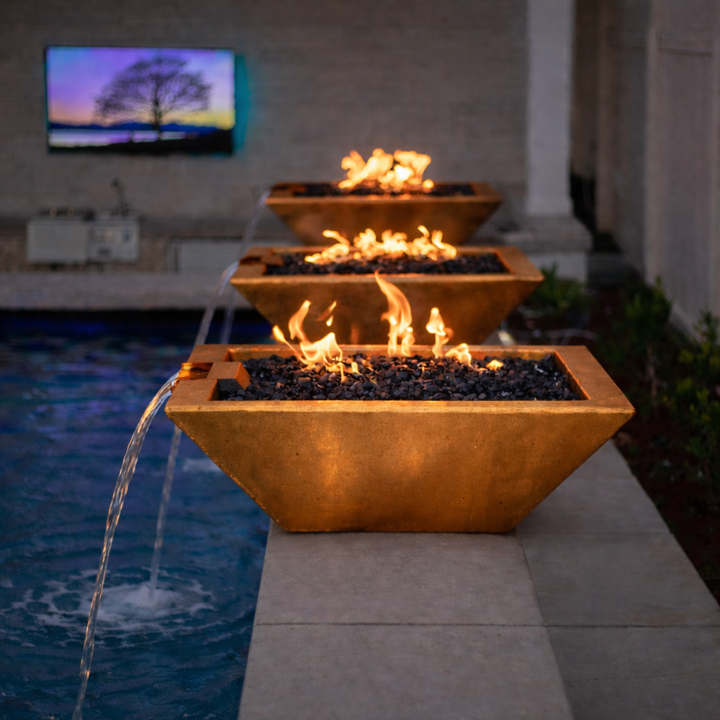 The Outdoor Plus - Maya GFRC Fire & Water Bowl - Metallic Copper