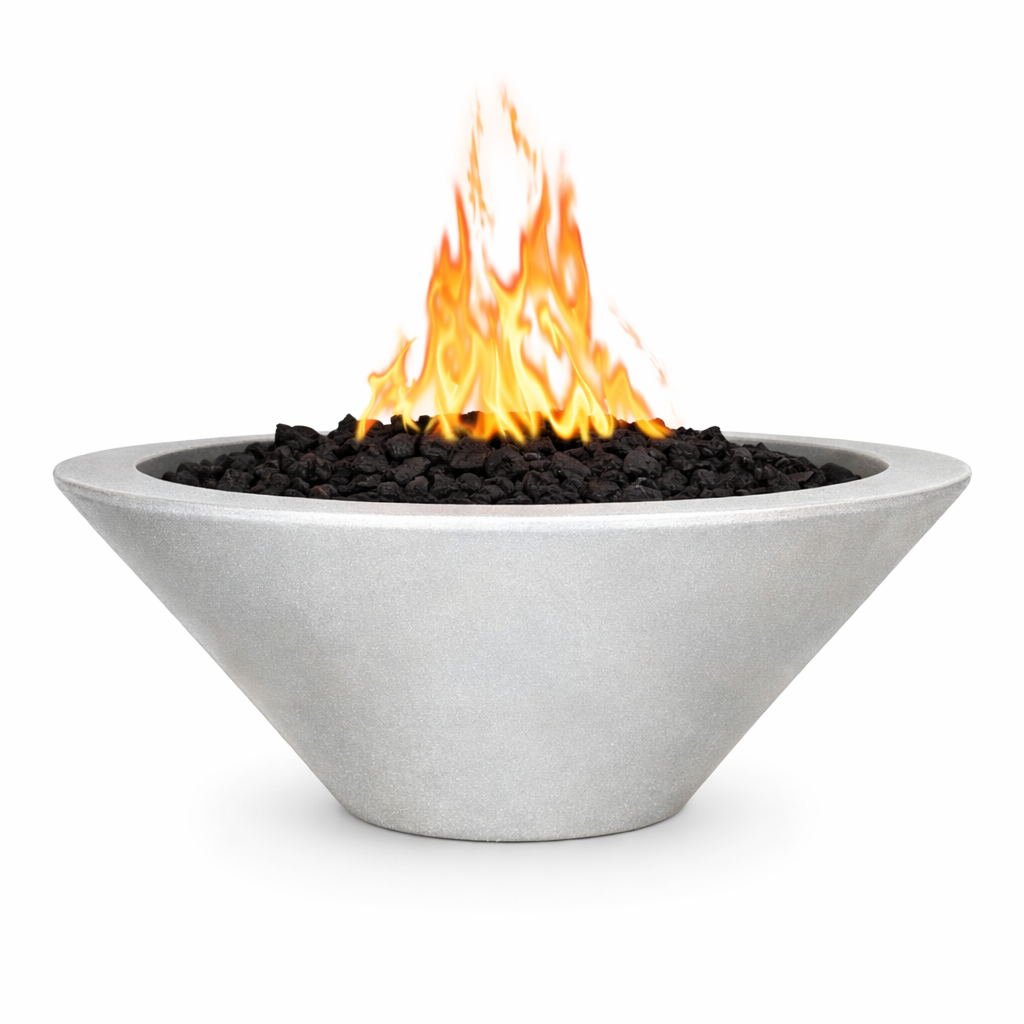 The Outdoor Plus Round Cazo GFRC Concrete Fire Bowl - Metallic Pearl