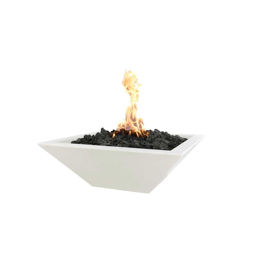 The Outdoor Plus Maya GFRC Concrete Square Fire Bowl - Metallic Pearl
