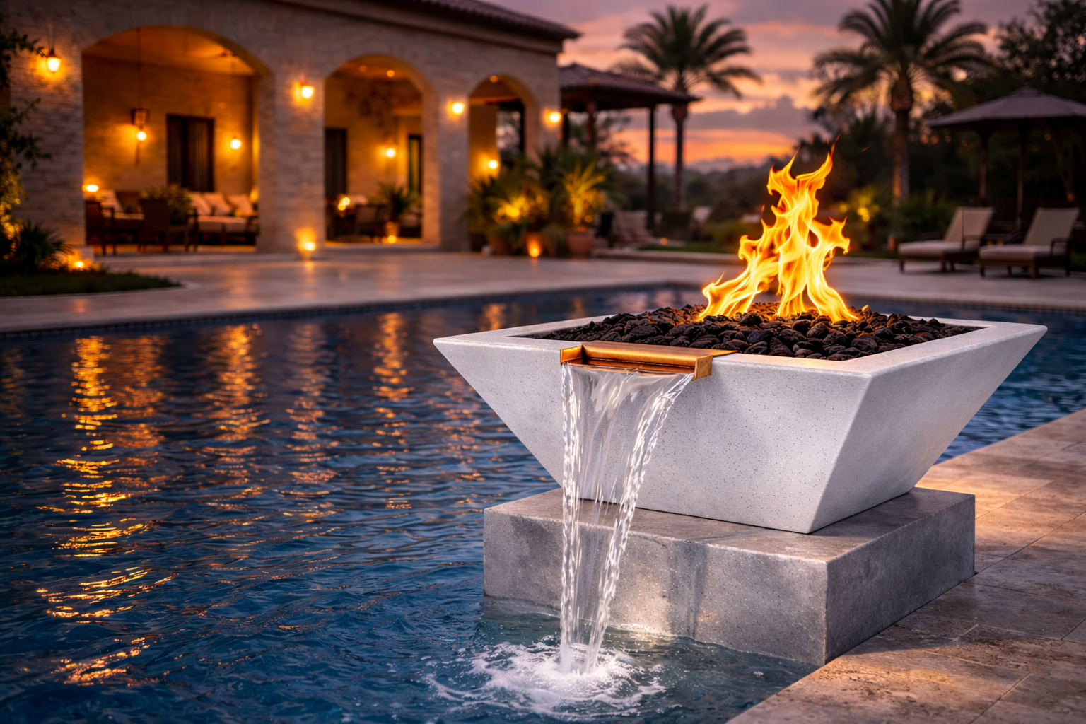 The Outdoor Plus - Maya GFRC Fire & Water Bowl - Metallic Pearl