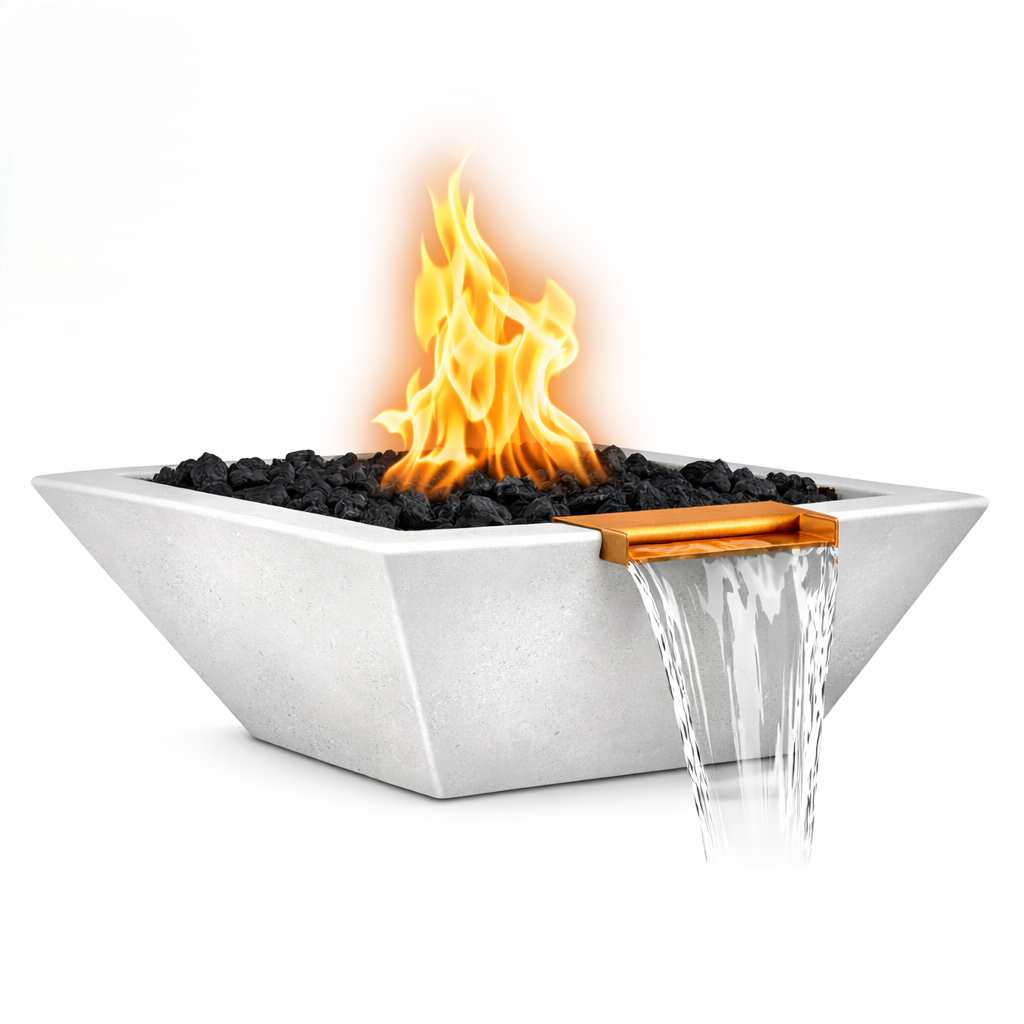 The Outdoor Plus - Maya GFRC Fire & Water Bowl - Metallic Pearl