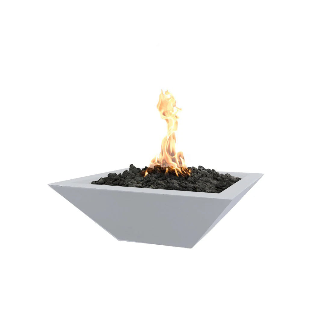 The Outdoor Plus Maya GFRC Concrete Square Fire Bowl - Metallic Silver