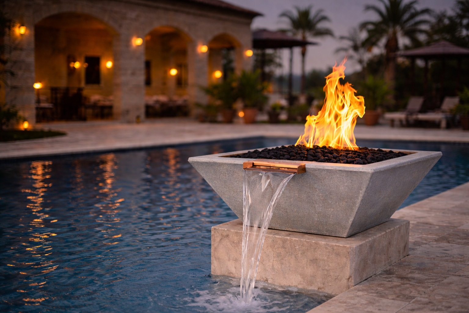 The Outdoor Plus - Maya GFRC Fire & Water Bowl - Metallic Silver