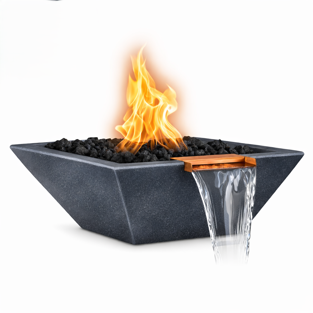The Outdoor Plus - Maya GFRC Fire & Water Bowl - Metallic Slate
