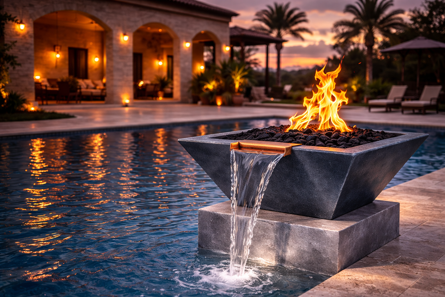 The Outdoor Plus - Maya GFRC Fire & Water Bowl - Metallic Slate