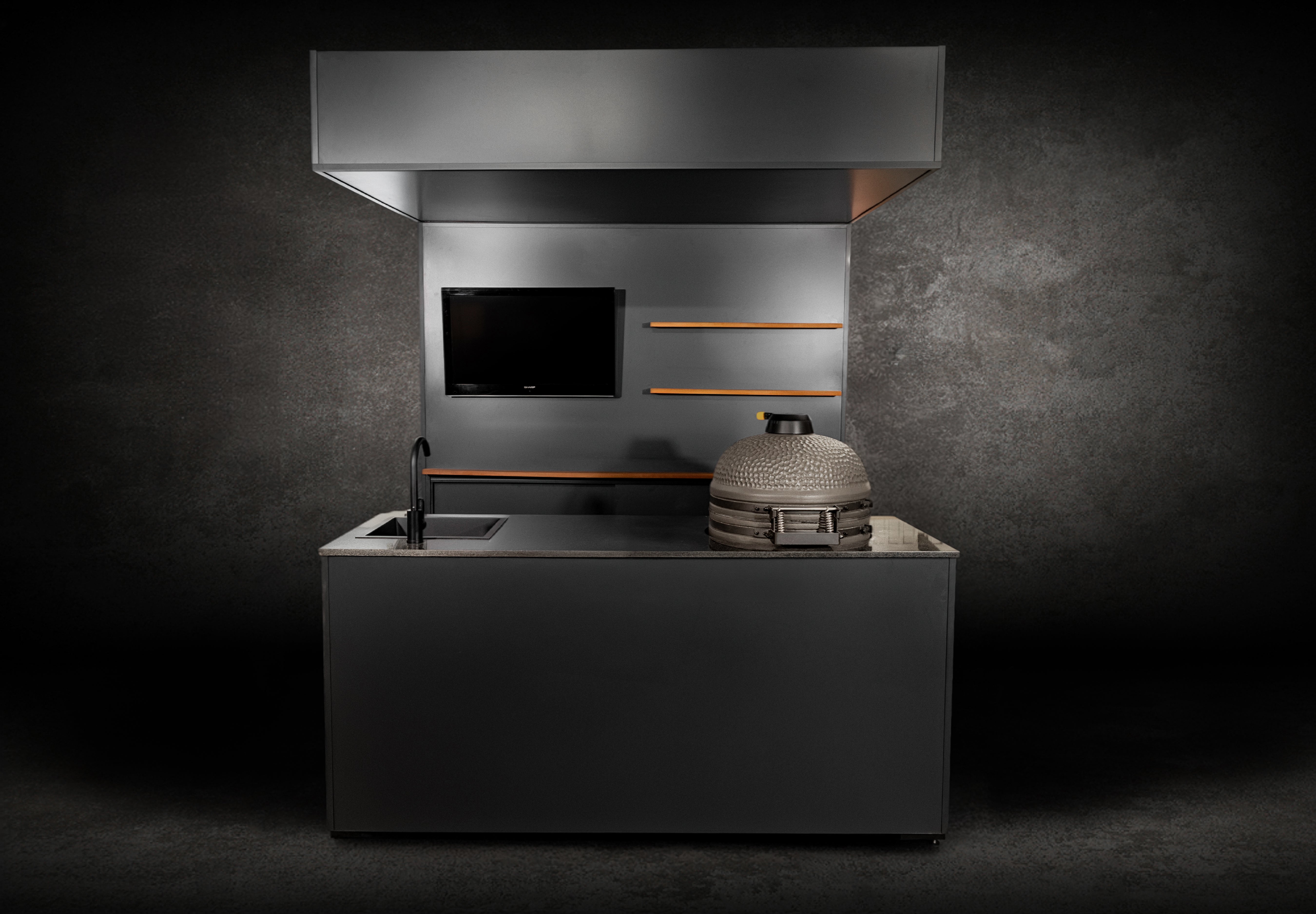 Grillandia Open Kamado Cabana Pro Outdoor Kitchen with Covered Kamado Grill & Entertaining Zone