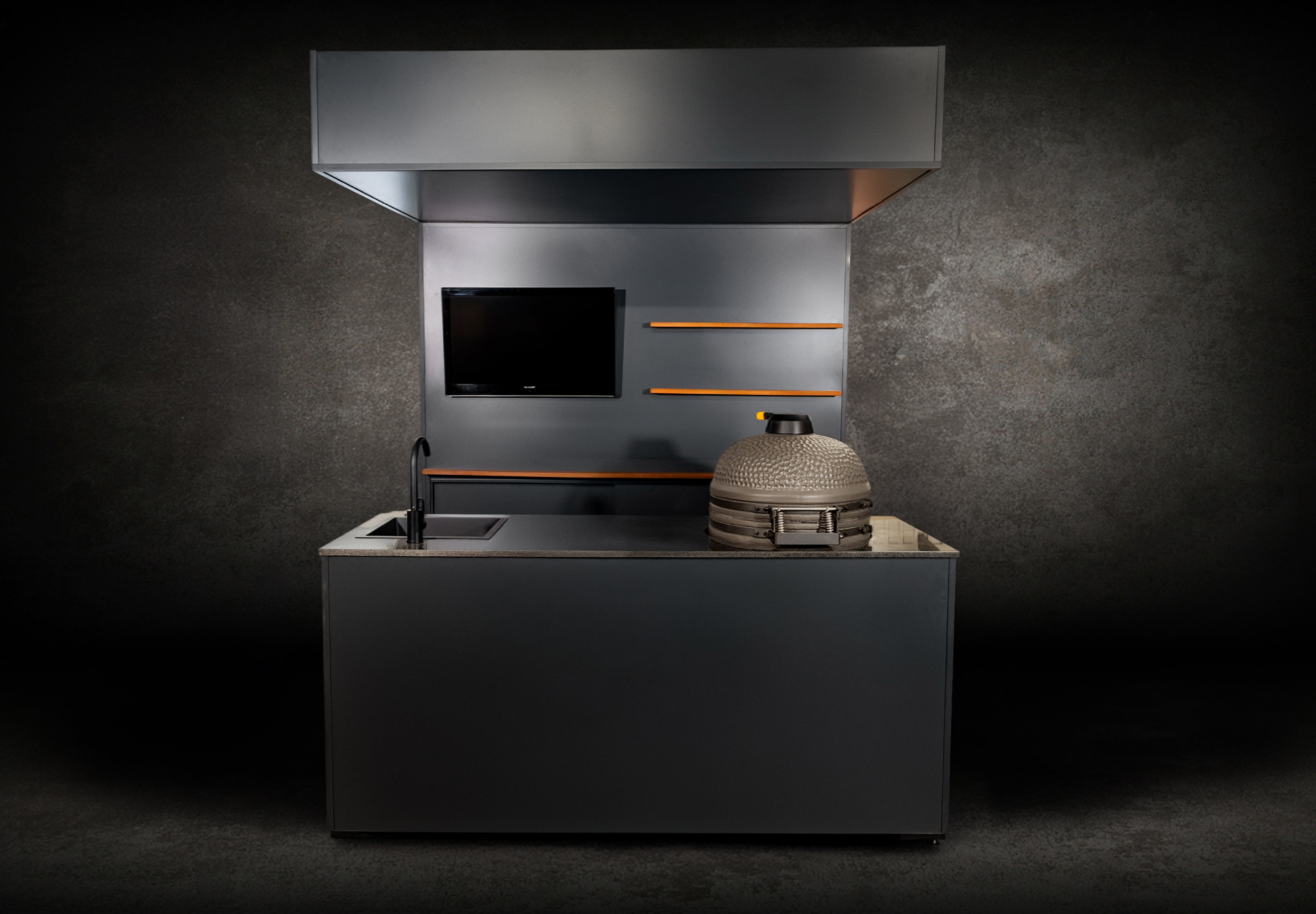 Grillandia Open Kamado Cabana Pro Outdoor Kitchen with Covered Kamado Grill & Entertaining Zone