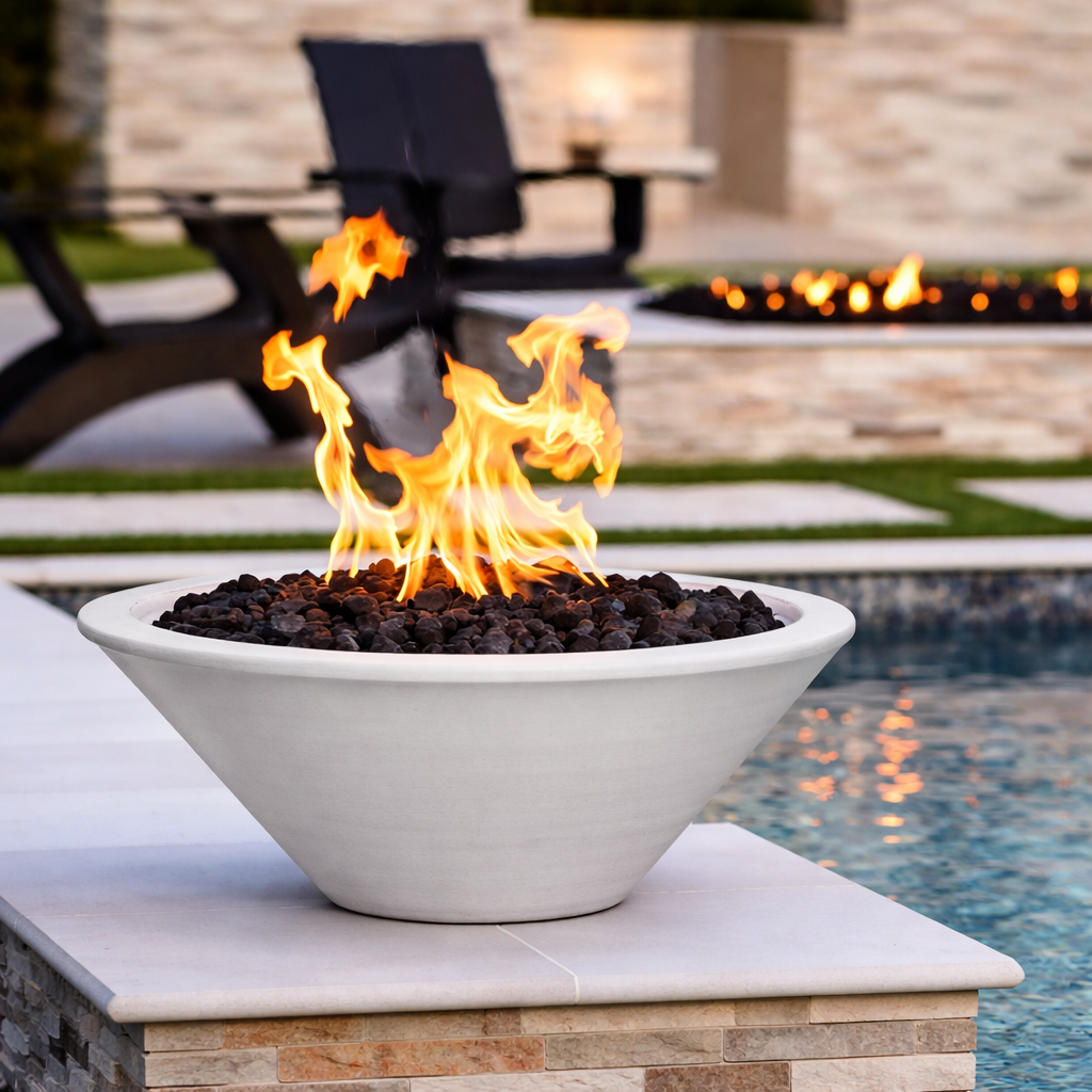 The Outdoor Plus Round Cazo Powder Coated Metal Fire Bowl - Pewter