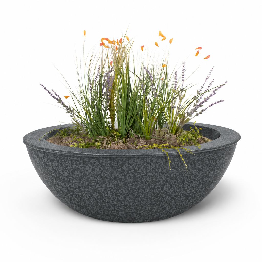 Powder-coated Sedona planter bowl in Grey Vein