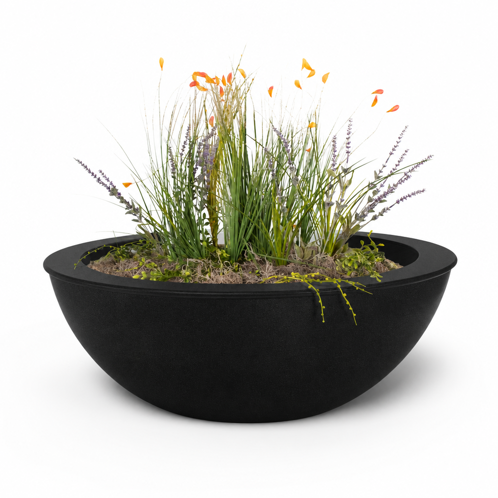 Powder-coated Sedona planter bowl in Onyx Black