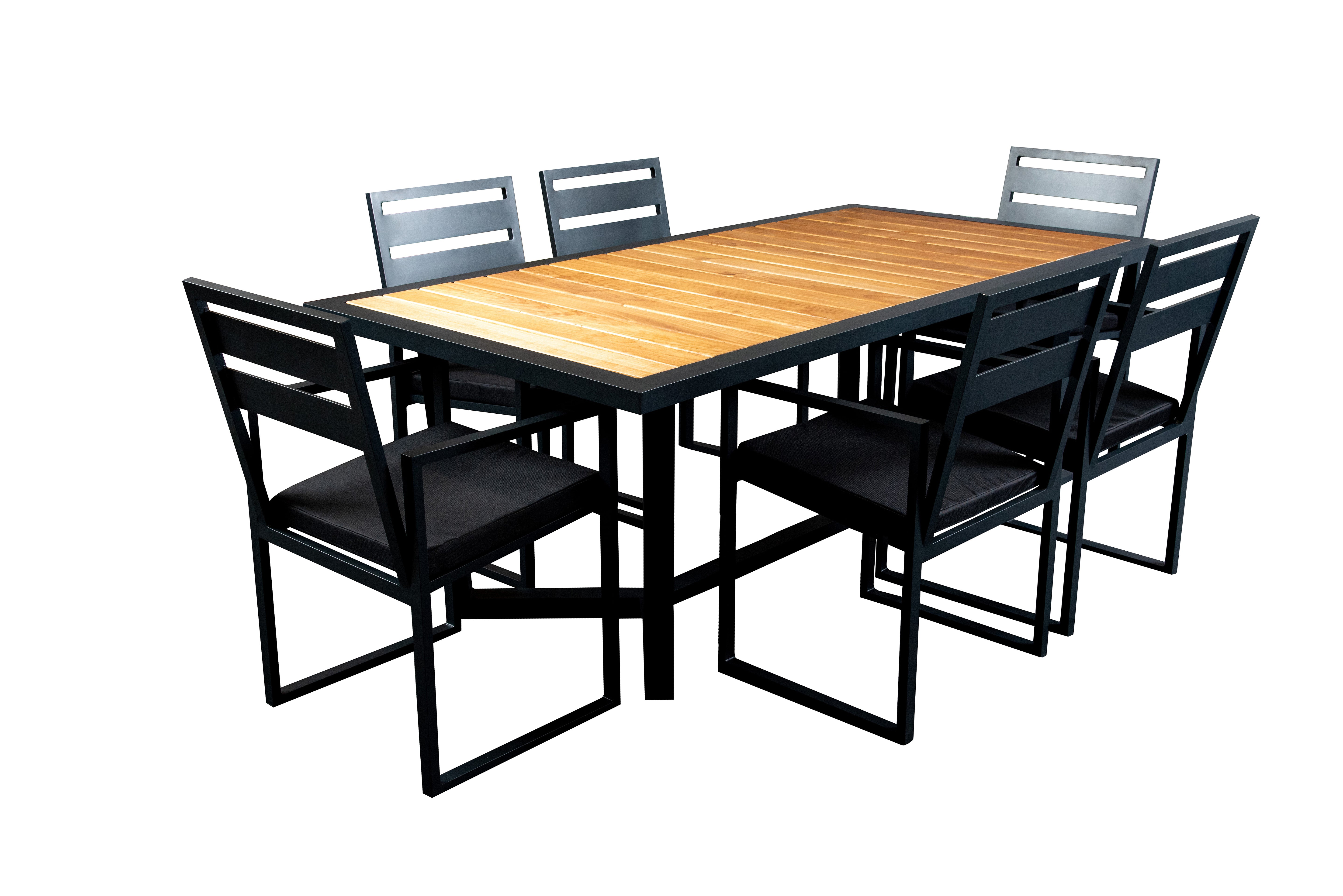 Grillandia Ribeye Outdoor Dining Table Set – 6-Seat Thermowood & Aluminium Garden Furniture
