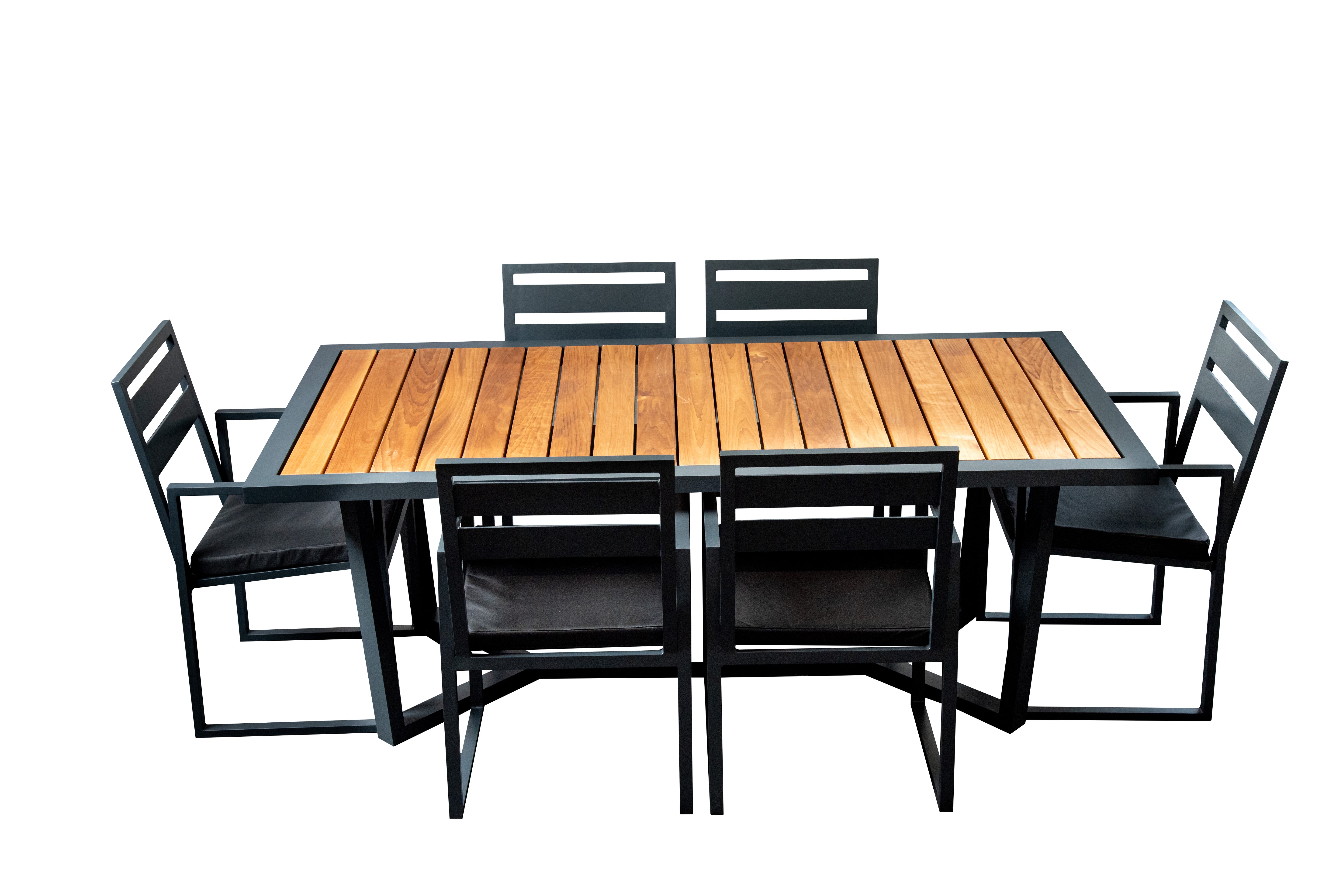 Grillandia Ribeye Outdoor Dining Table Set – 6-Seat Thermowood & Aluminium Garden Furniture