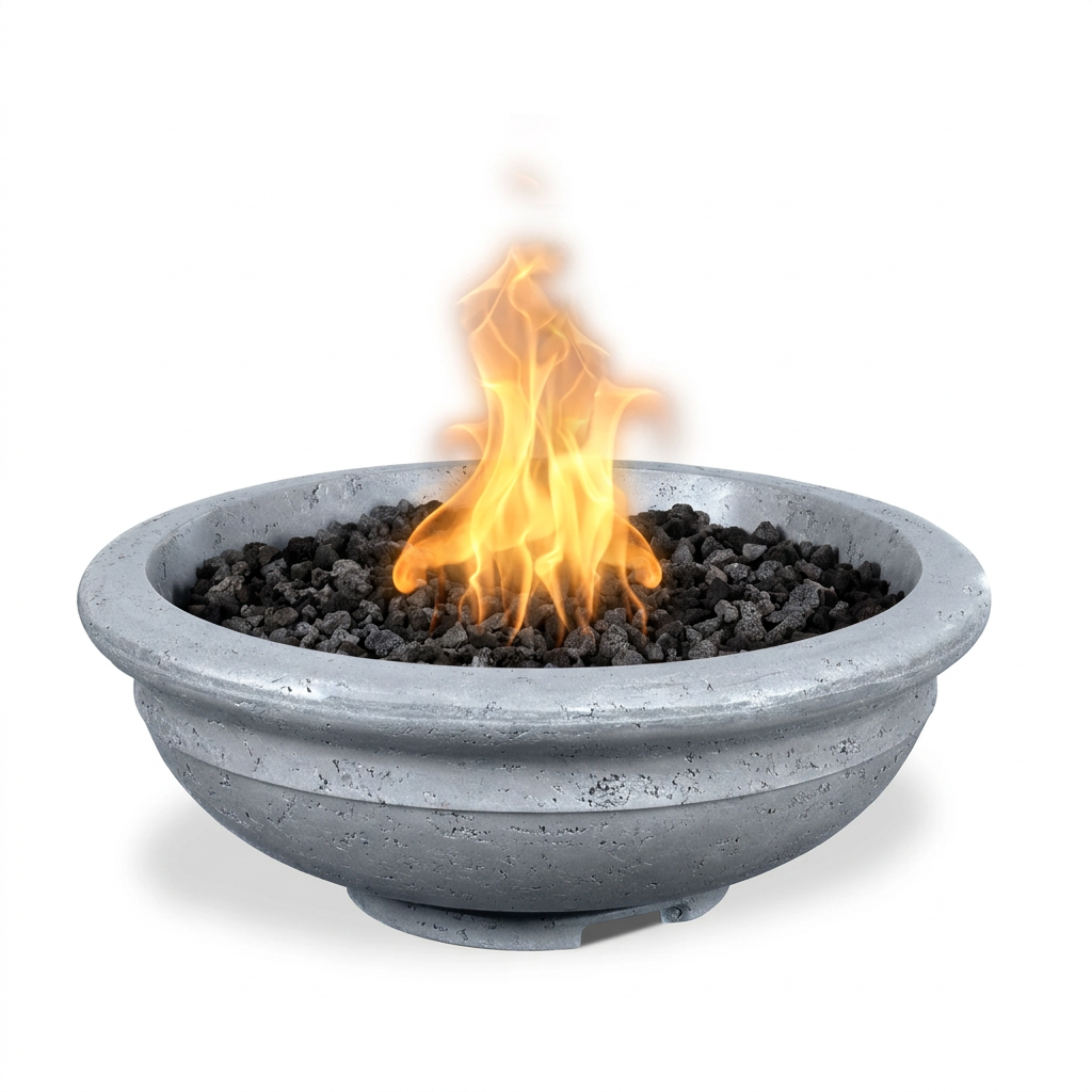Rodeo Fire Bowl in GFRC Metallic Silver