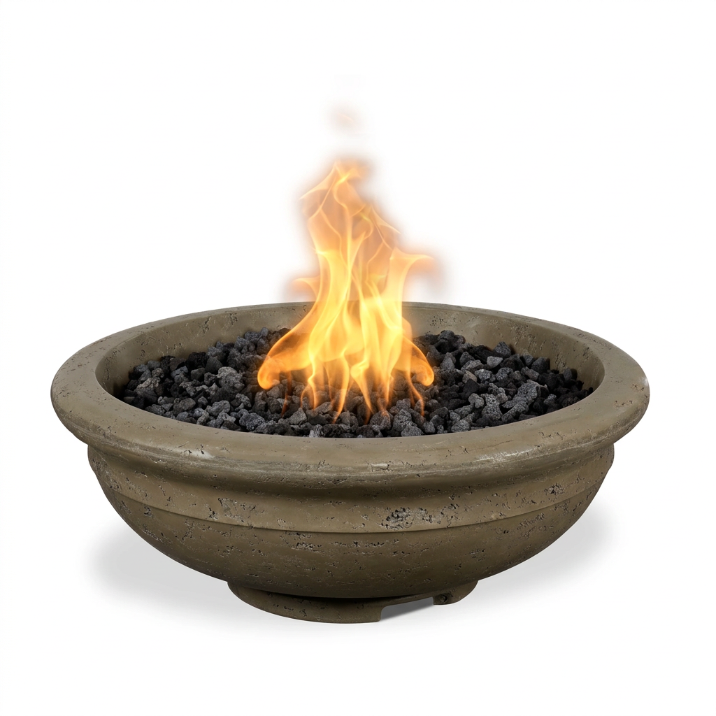 Rodeo Fire Bowl in GFRC Rustic Moss Stone