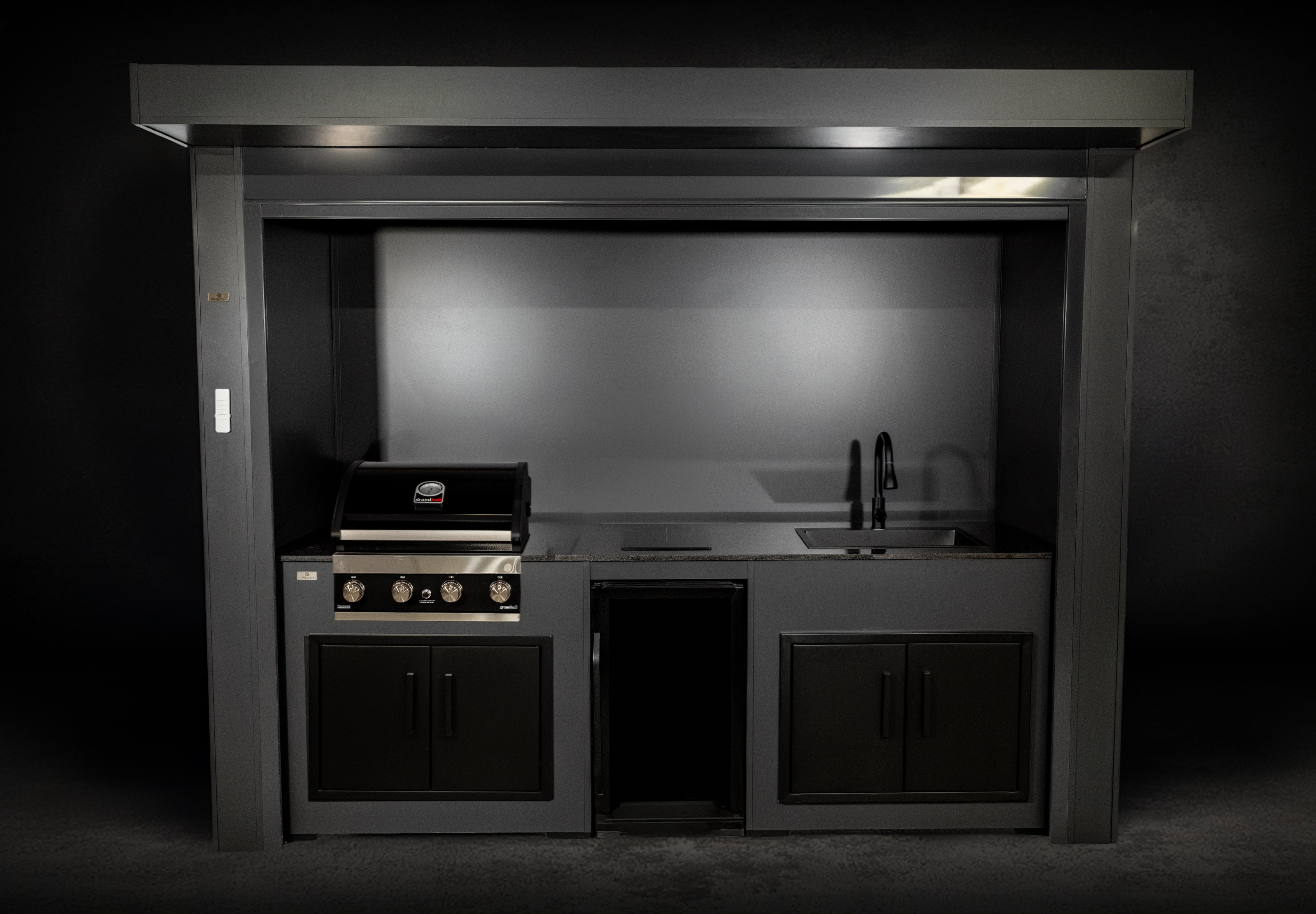 Grillandia Roll Grill Cabana Outdoor Kitchen with Covered Rolling Grill Station