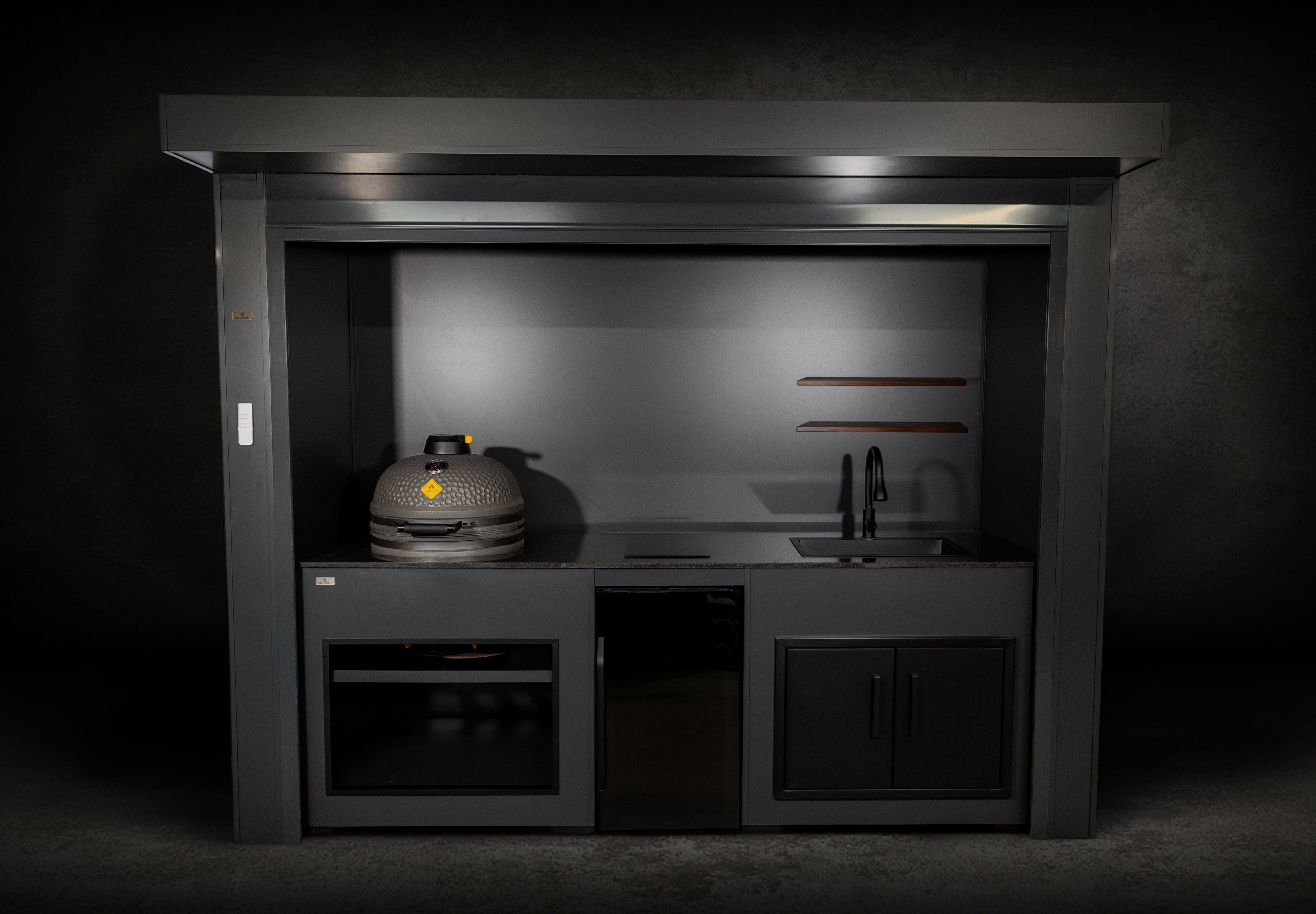 Grillandia Roll Kamado Cabana Outdoor Kitchen – Covered Rolling Kamado Grill Station