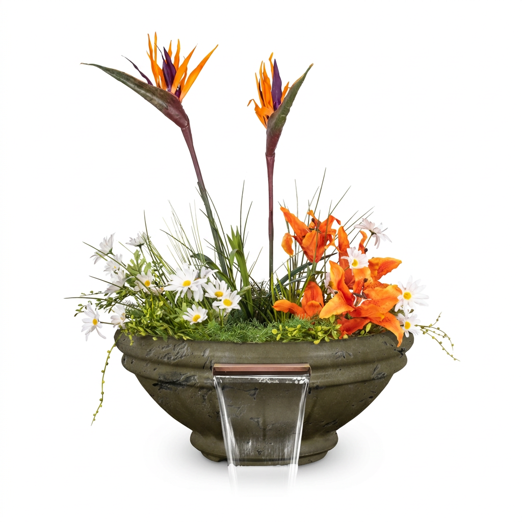 Roma bowl in Rustic Moss Stone with a clean white background