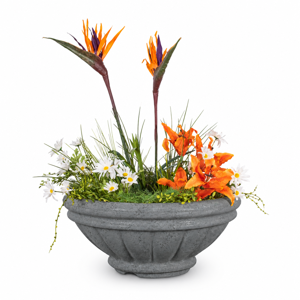 Roma planter in Rustic Grey on a clean white background