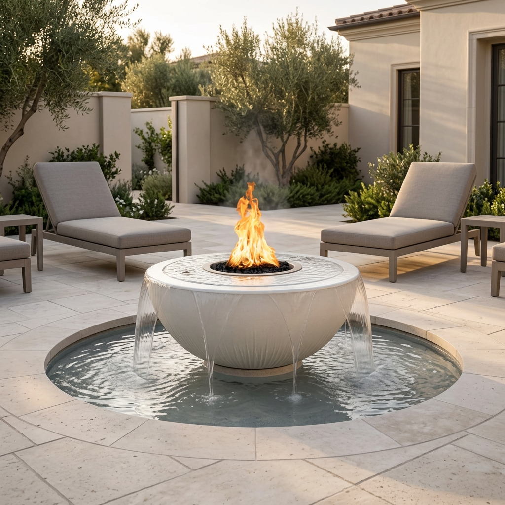 Rustic White Sedona 360° Spill bowl shown at realistic 38-inch scale