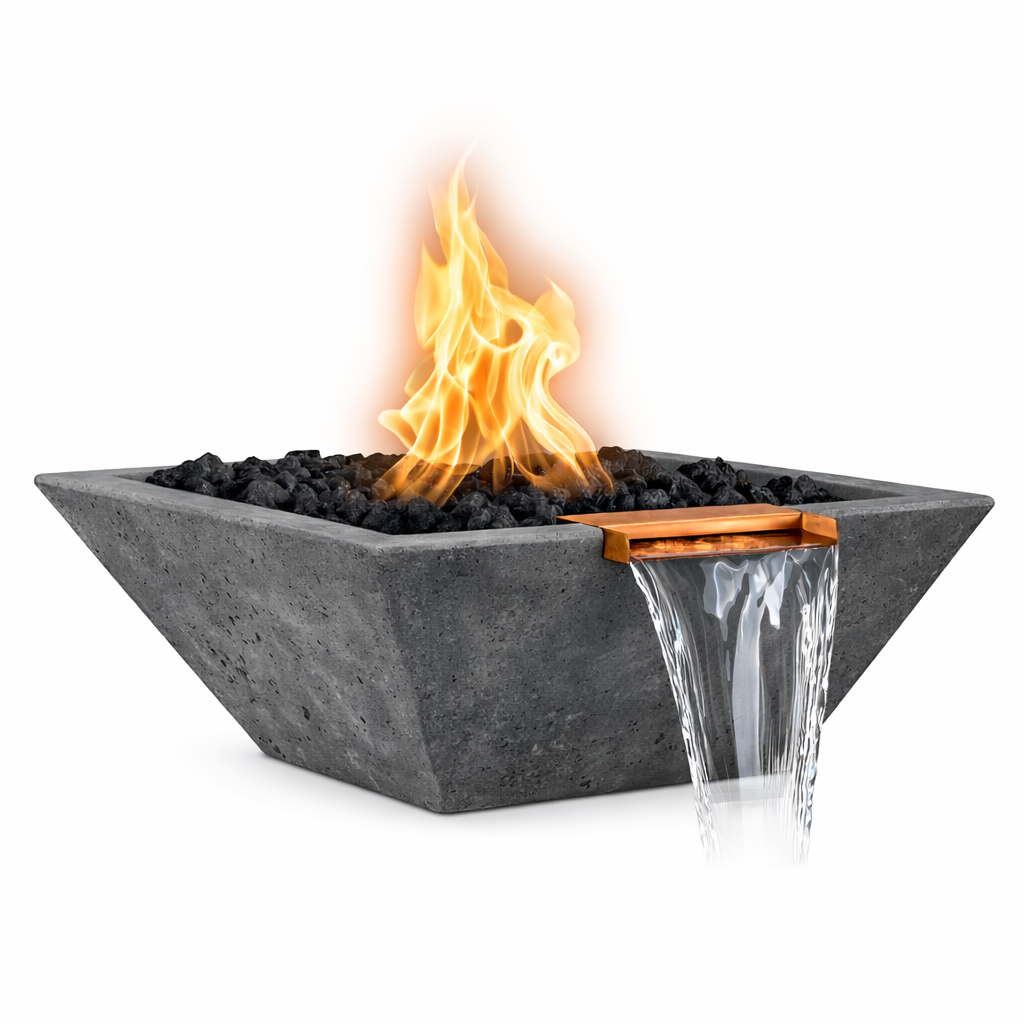 The Outdoor Plus - Maya GFRC Fire & Water Bowl - Rustic Gray