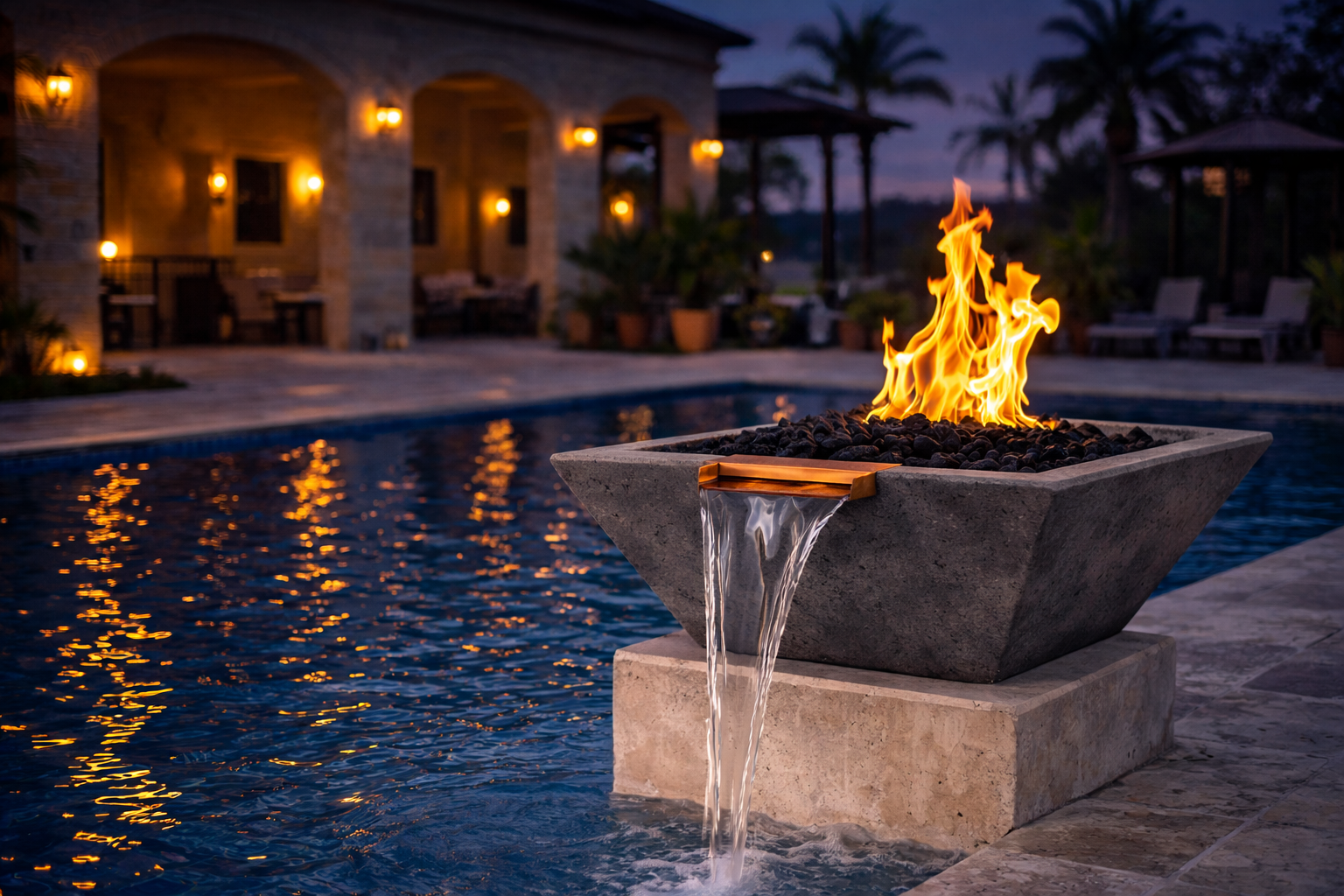 The Outdoor Plus - Maya GFRC Fire & Water Bowl - Rustic Gray