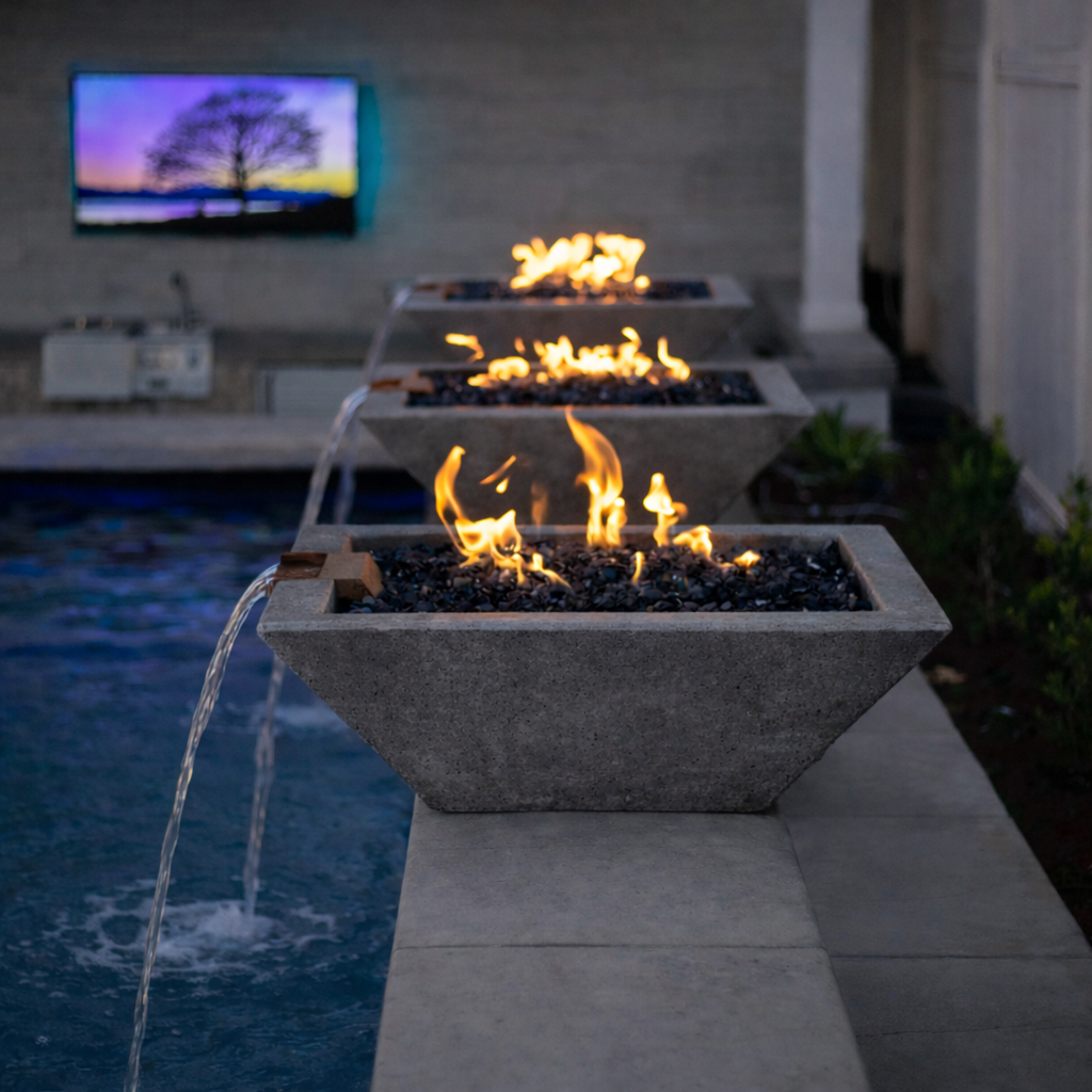 The Outdoor Plus - Maya GFRC Fire & Water Bowl - Rustic Gray