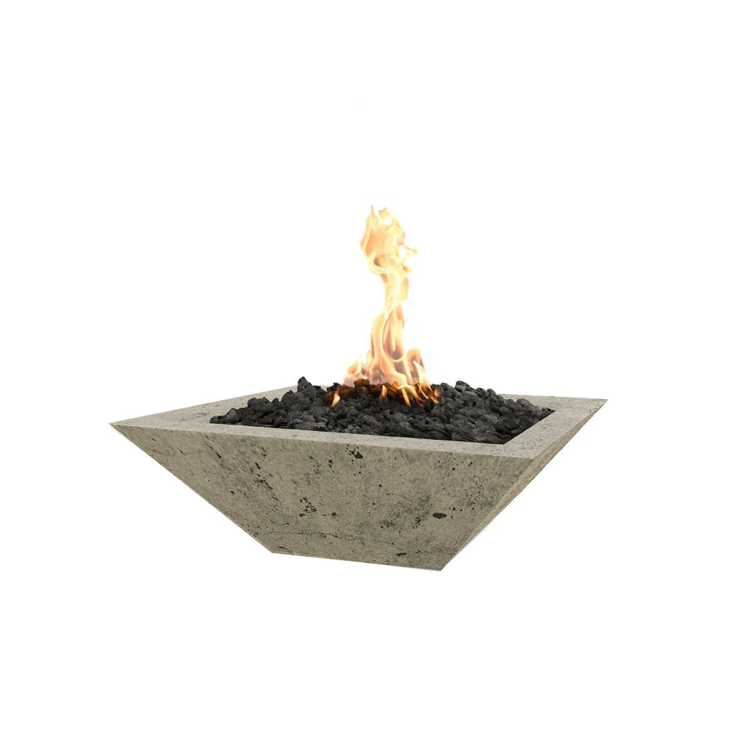 Maya Square Fire Bowl GFRC Concrete - Rustic Moss Stone