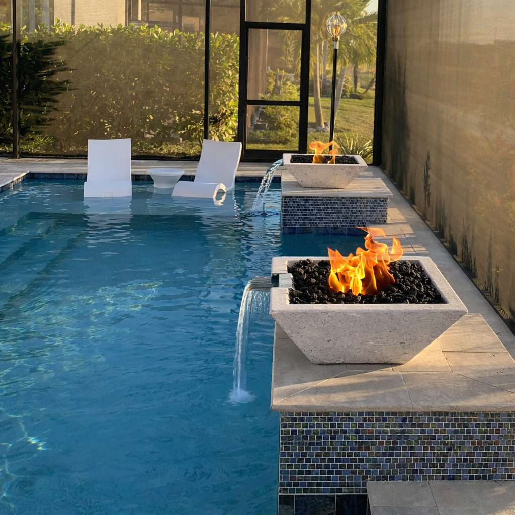 The Outdoor Plus - Maya GFRC Fire & Water Bowl - Rustic White