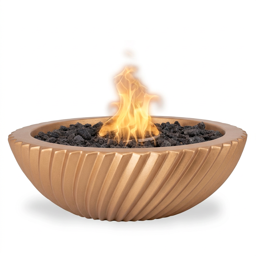 Sedona 2.0 GFRC fire bowl in Metallic Copper