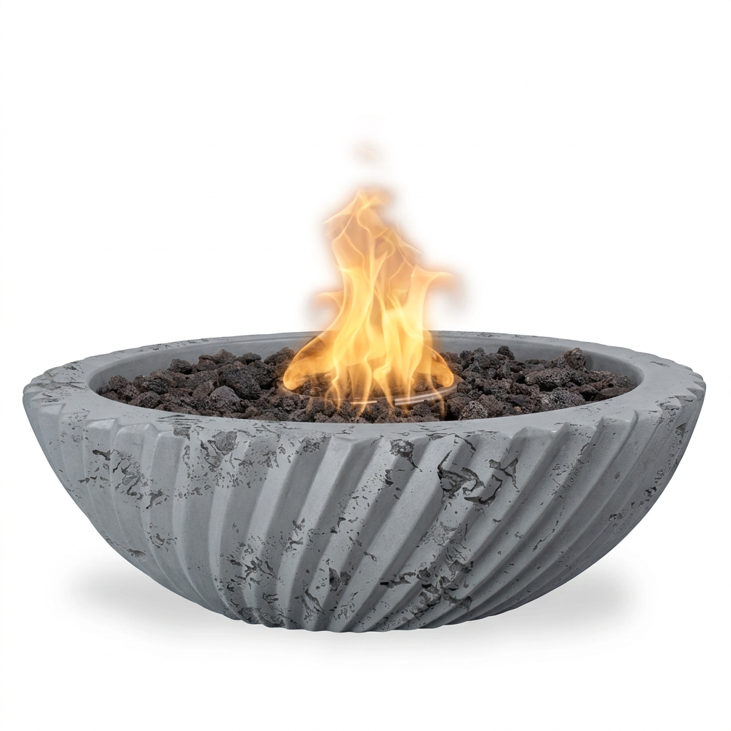 Sedona 2.0 GFRC fire bowl in Rustic Grey