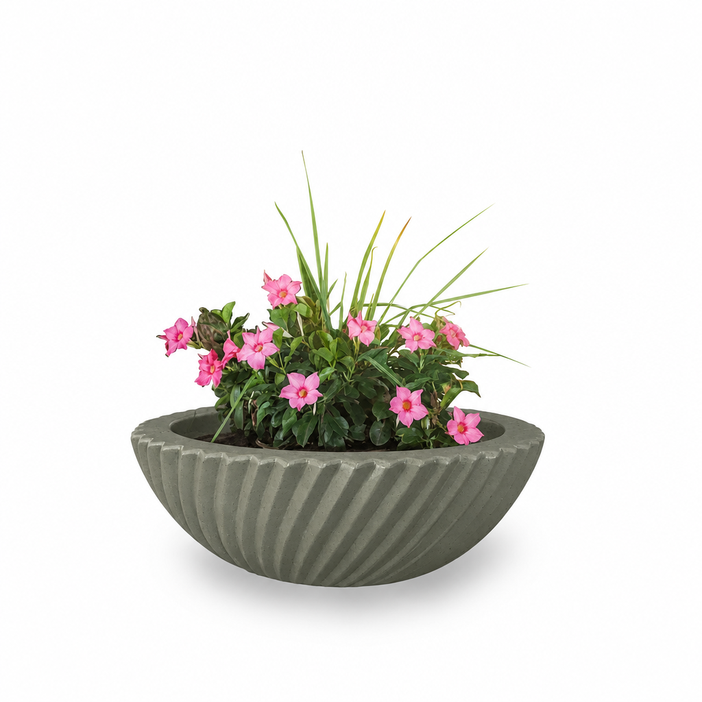 Sedona 2.0 planter bowl in Ash GFRC