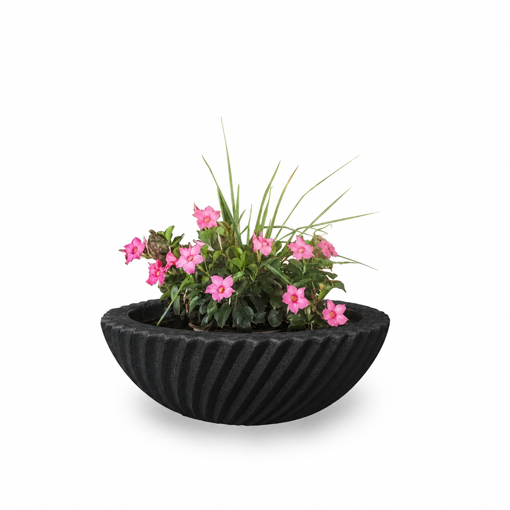 Sedona 2.0 planter bowl in Black GFRC