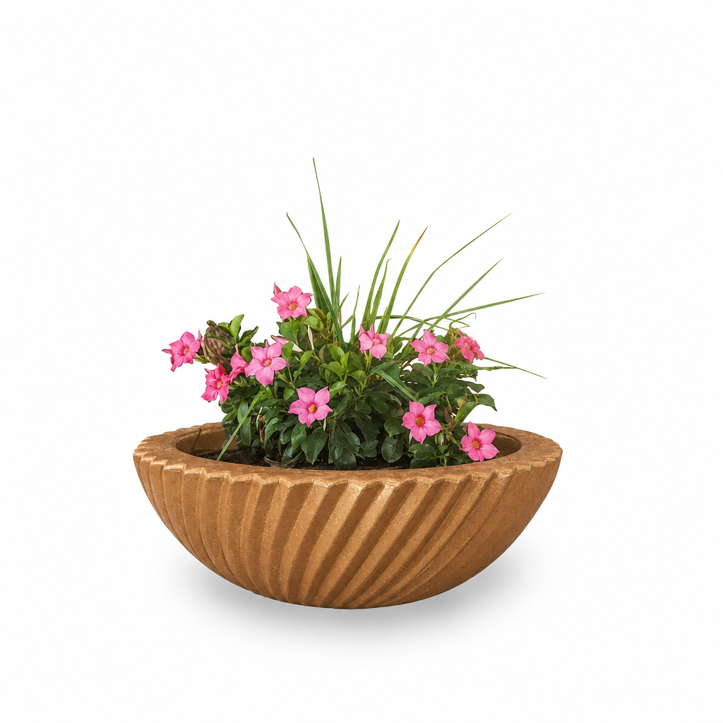 Sedona 2.0 planter bowl in Metallic Copper GFRC