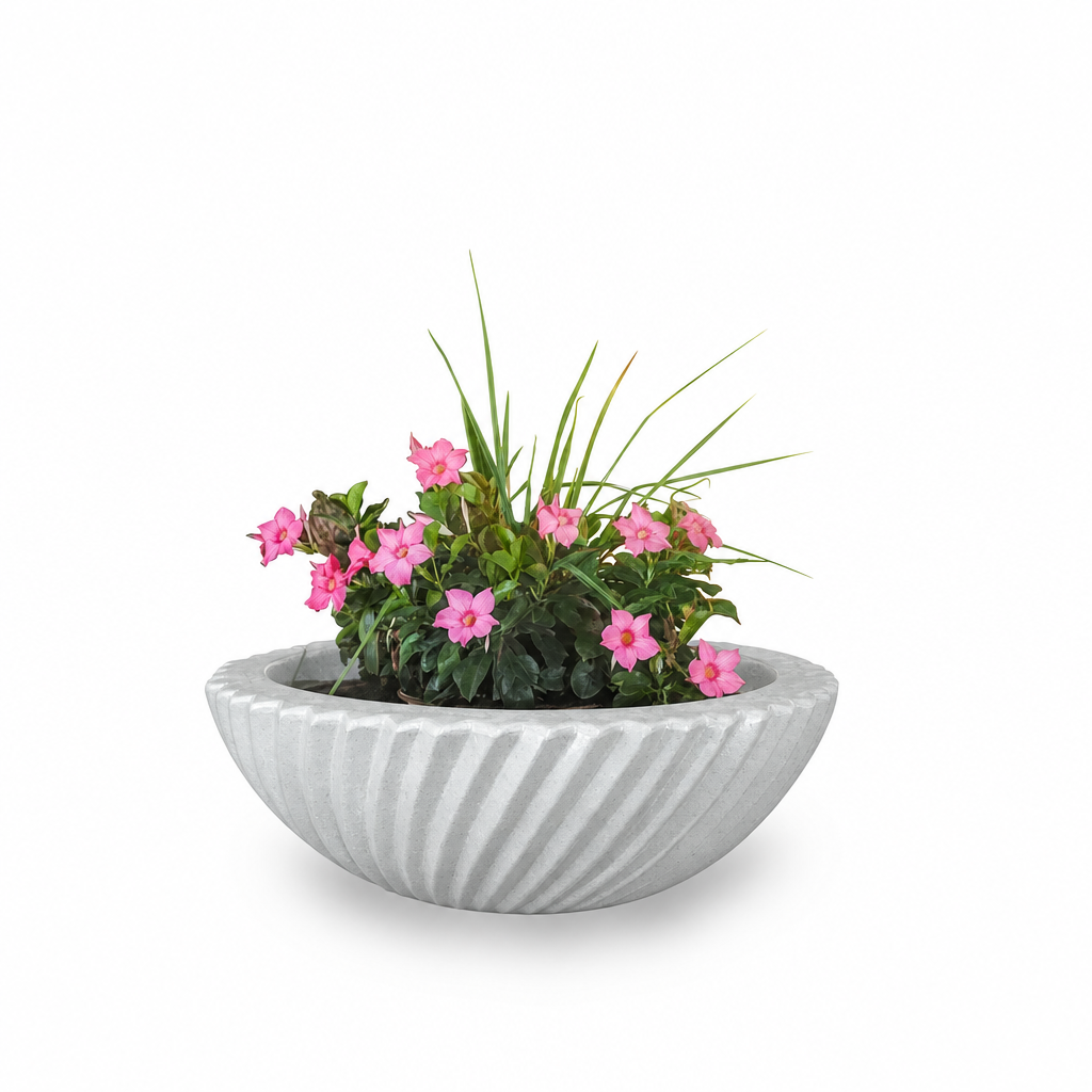 Sedona 2.0 planter bowl in Metallic Pearl GFRC