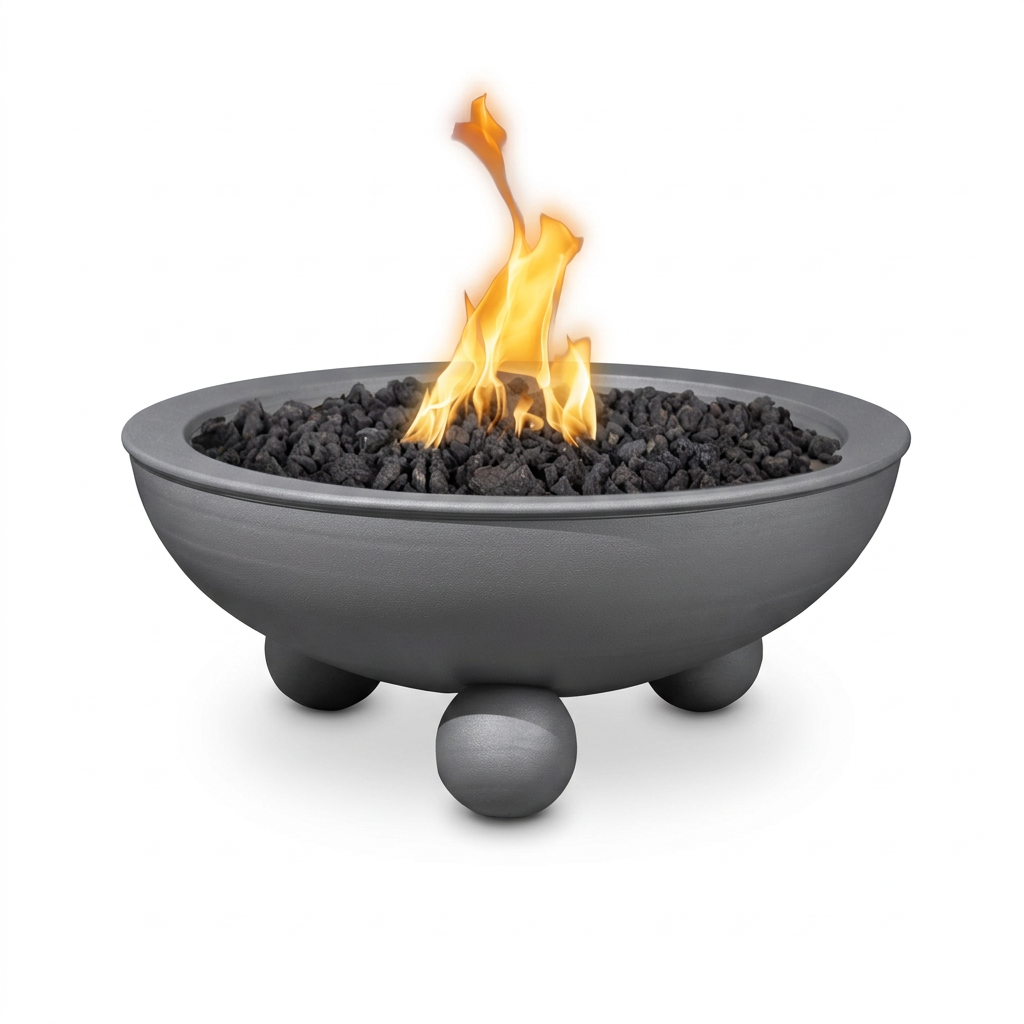 Sedona Fire Bowl with Round Legs in Graphite Grey