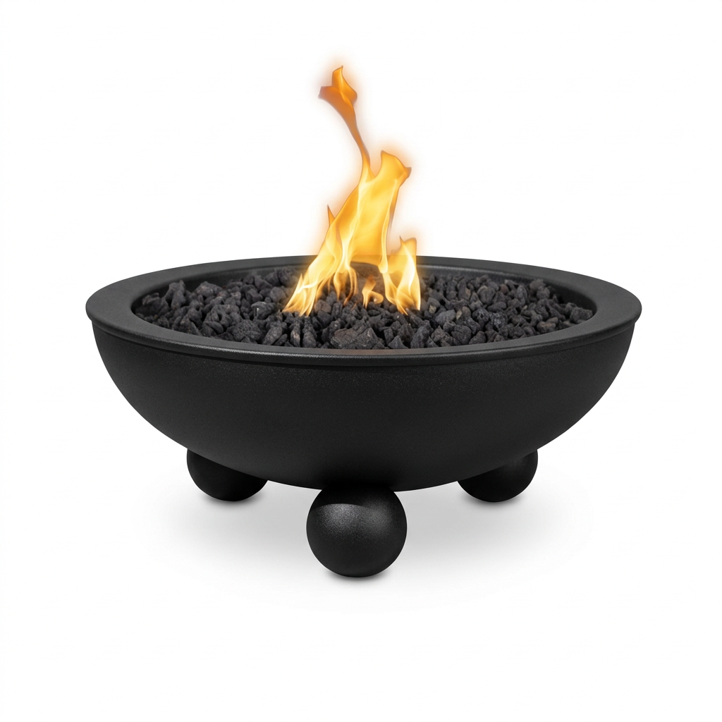Sedona Fire Bowl with Round Legs in Onyx Black