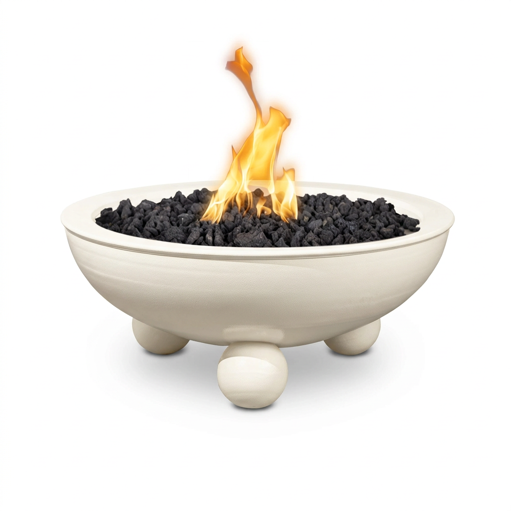Sedona Fire Bowl with Round Legs in Soft White