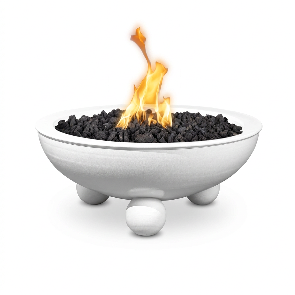 Sedona Fire Bowl with Round Legs in White
