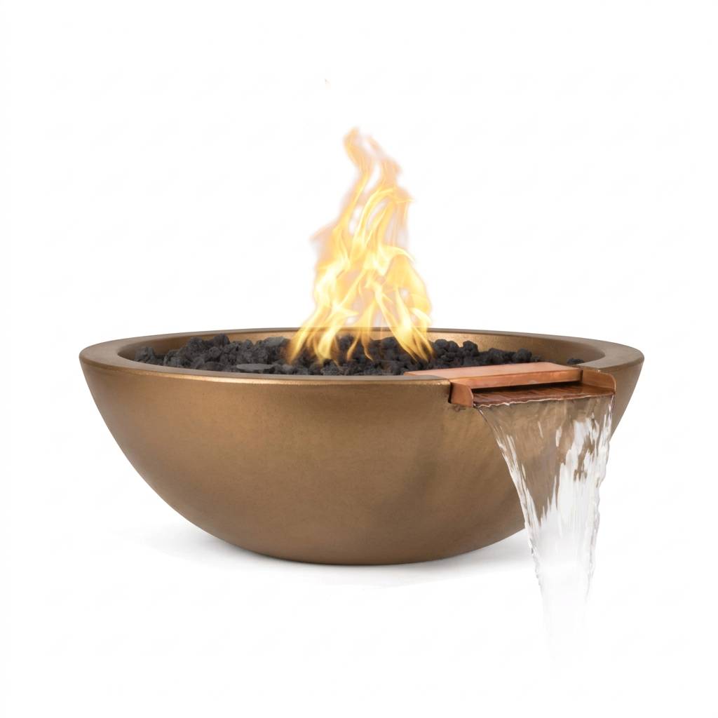 Sedona GFRC Fire & Water Bowl in Metallic Bronze