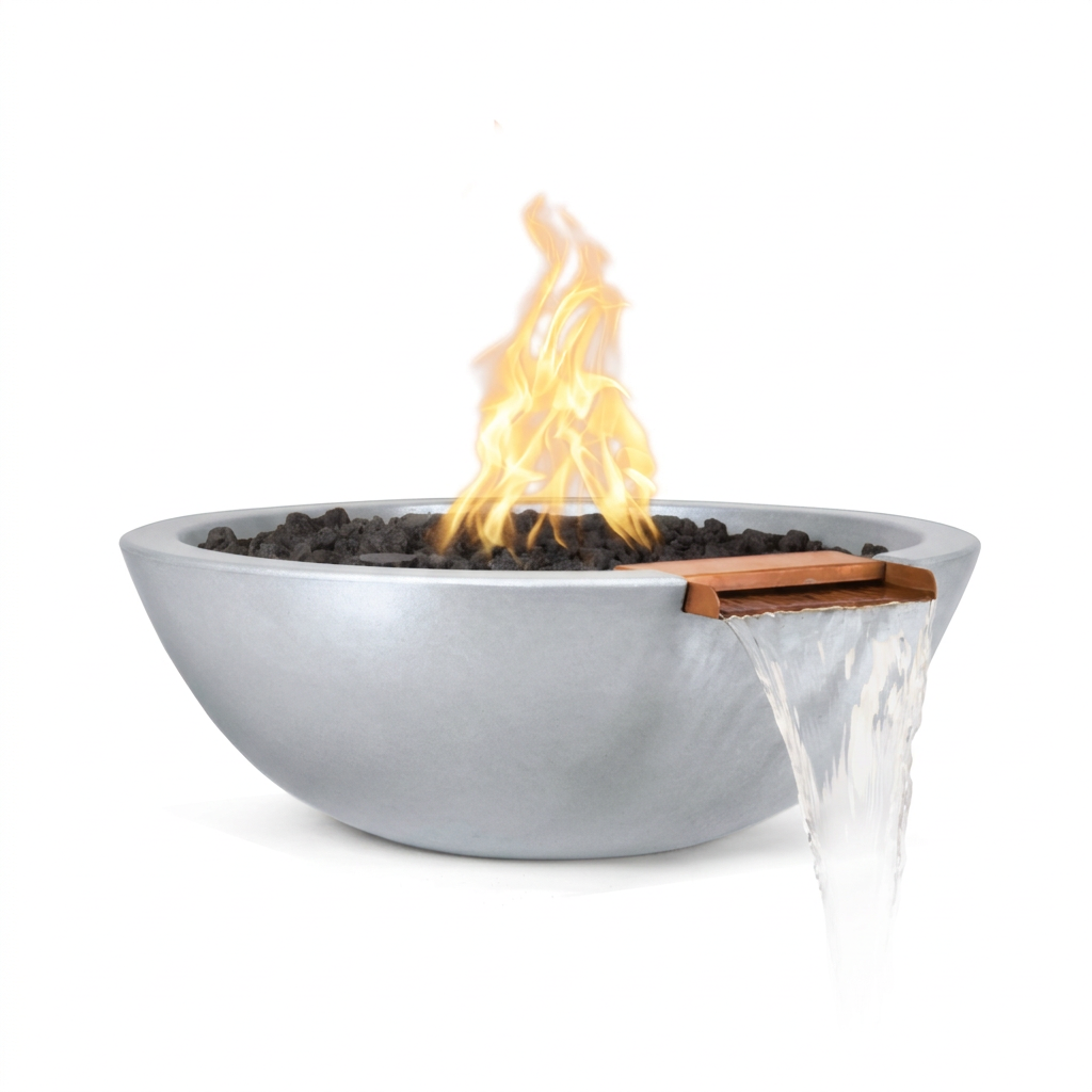 Sedona GFRC Fire & Water Bowl in Metallic Pearl