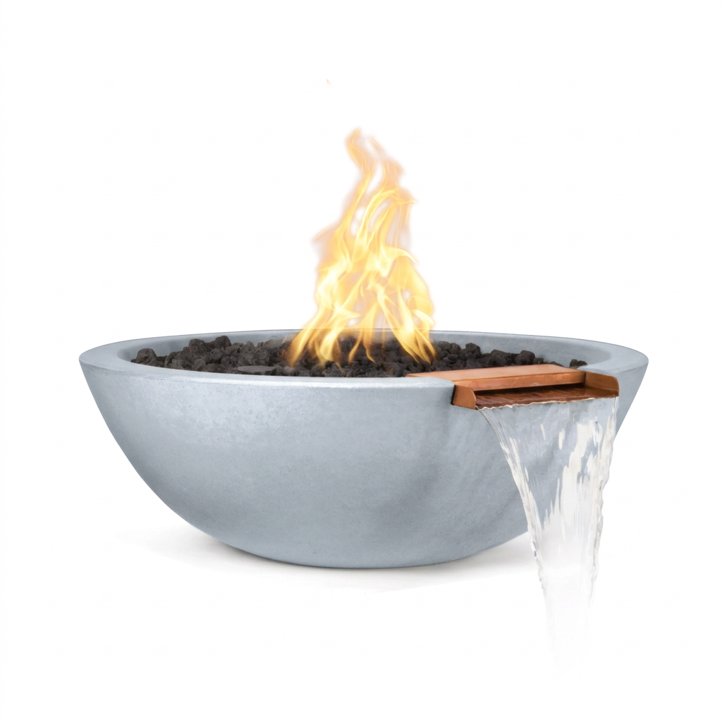 Sedona GFRC Fire & Water Bowl in Metallic Silver