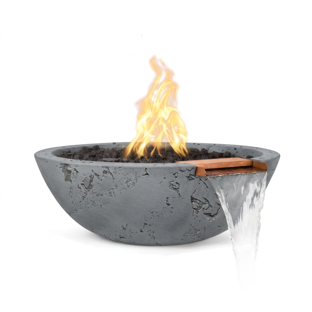 Sedona GFRC Fire & Water Bowl in Rustic Grey