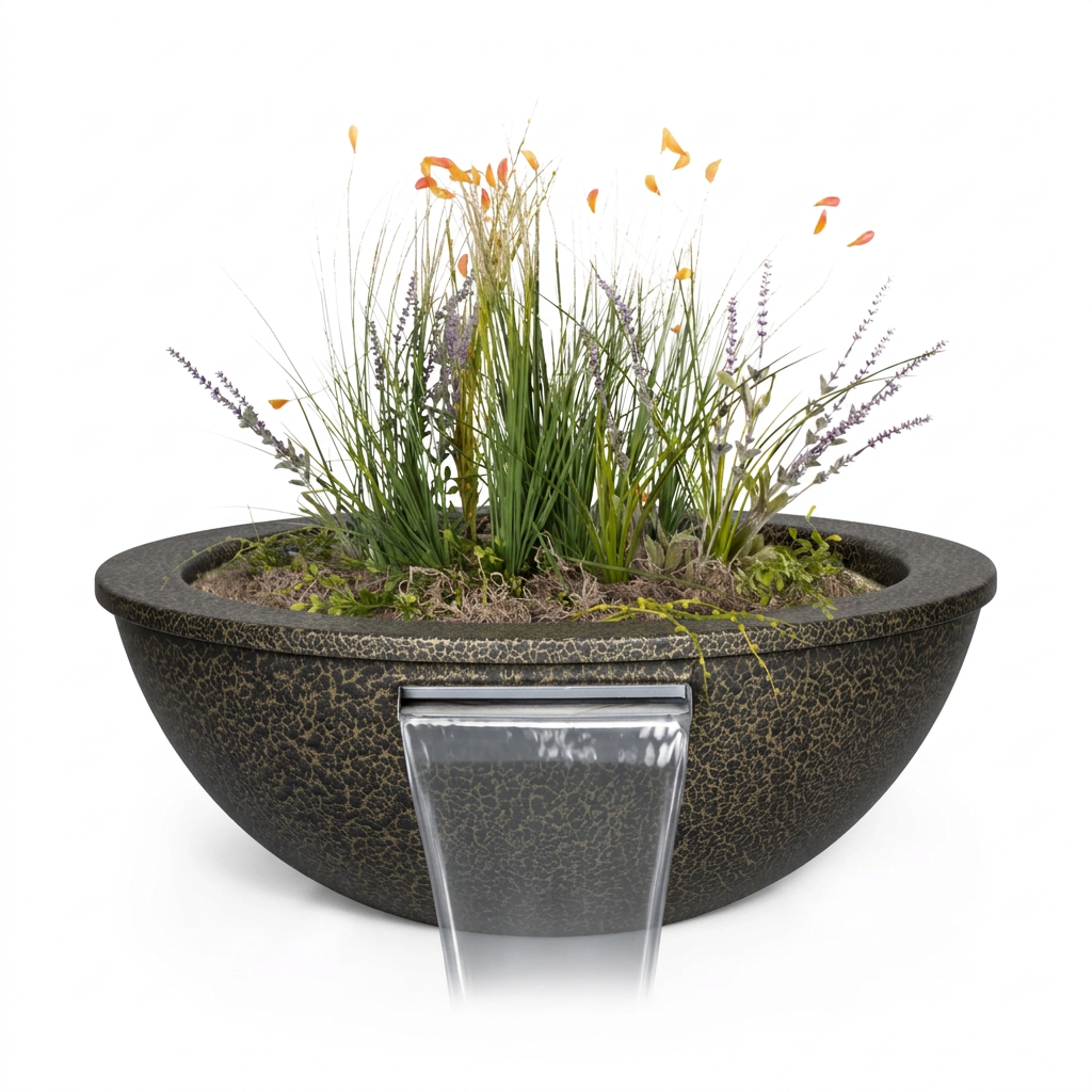 Sedona Planter & Water Bowl in Gold Vein