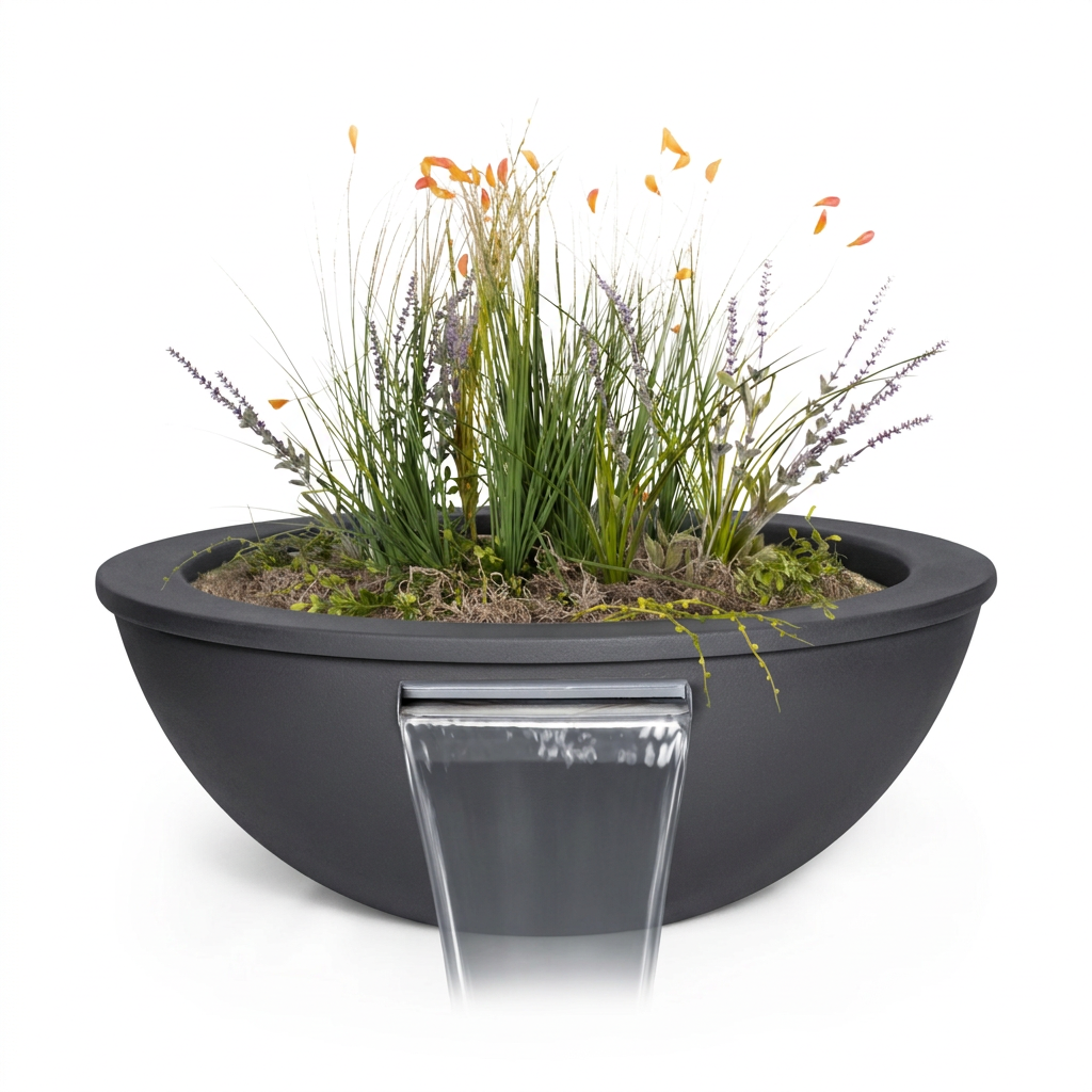 Sedona Planter & Water Bowl in Graphite Grey