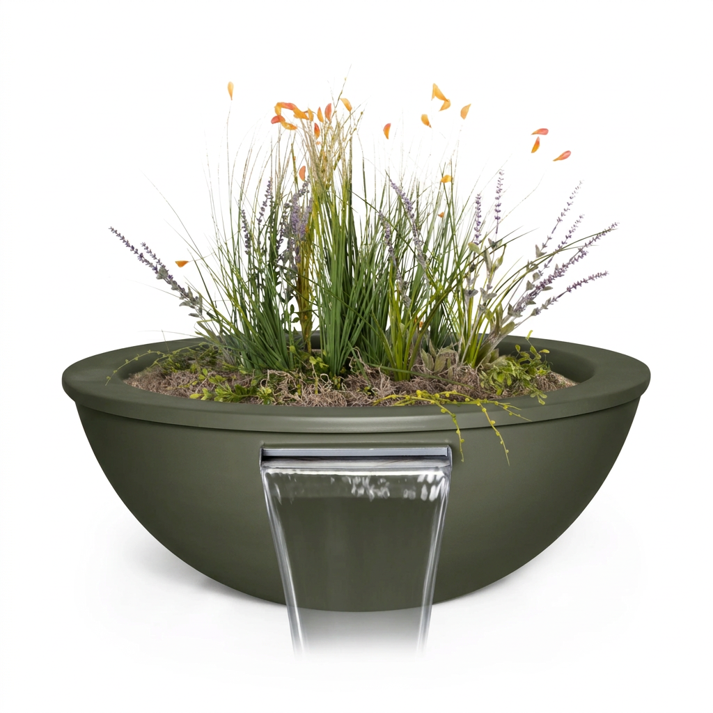 Sedona Planter & Water Bowl in Olive Green