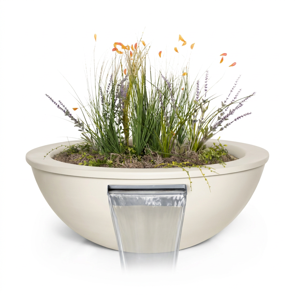 Sedona Planter & Water Bowl in Soft White